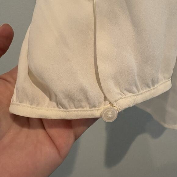 Talbots Blouse Women Large L Cream Lace Front Ruffle Trim Career Feminine Office - Picture 6 of 13